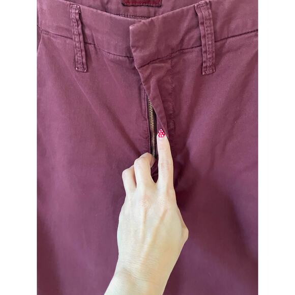 Mother High Rise Fray Raw Hem Shaker Prep Chino Pants Maroon Size 27 - Picture 9 of 11